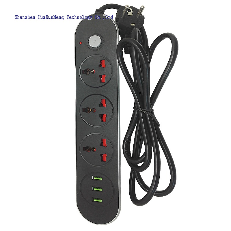 Power Strip EU Plug USB Fast Charging Socket Universal Electrical Extender Cord Extension Cable for Home Office Network Filter