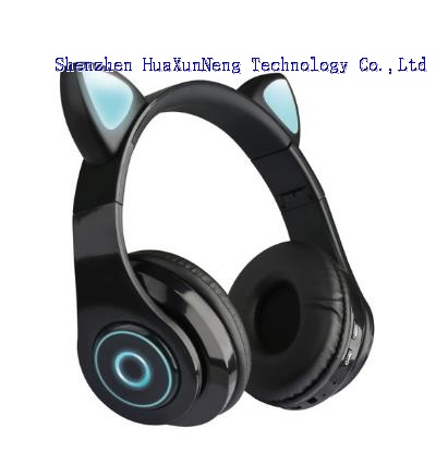 Cute Wireless Cat Ear 5.0 Bluetoot Headset With LED Light Volume Control Earphones For Children's Headband Game Headphone