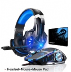 Gaming Headset Deep Bass Stereo Game Headphone with Microphone LED Light for PS4 PC Laptop+Gaming Mouse+Mice Pad